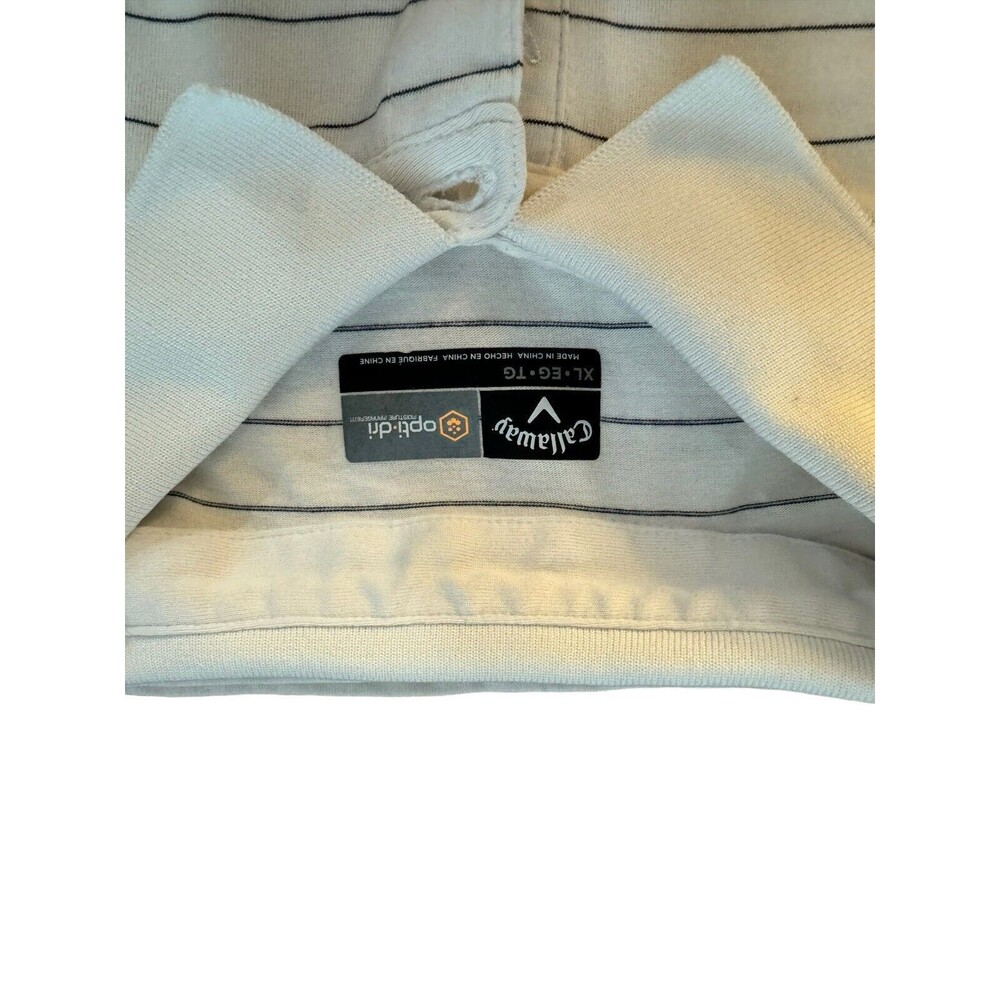 Callaway Golf Sport Polo Shirt Mens XL White Black Striped Short Sleeve Active - Picture 6 of 9